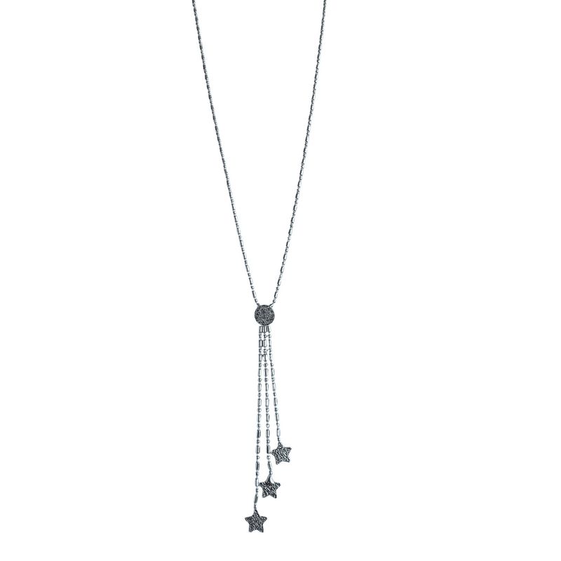 ANDREA COGGIOLA JOYAS - Collar Péndulo Punto Coma 3 Estrellas Plata Fina 925