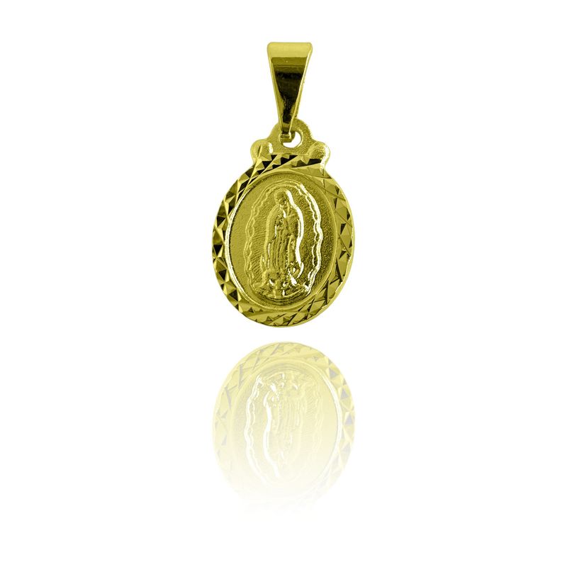 ANDREA COGGIOLA JOYAS - Colgante Medalla Virgen Guadalupe 11mm Ovalado Borde Enchapado Oro 18K