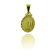 ANDREA COGGIOLA JOYAS - Colgante Medalla Virgen Guadalupe 11mm Ovalado Borde Enchapado Oro 18K