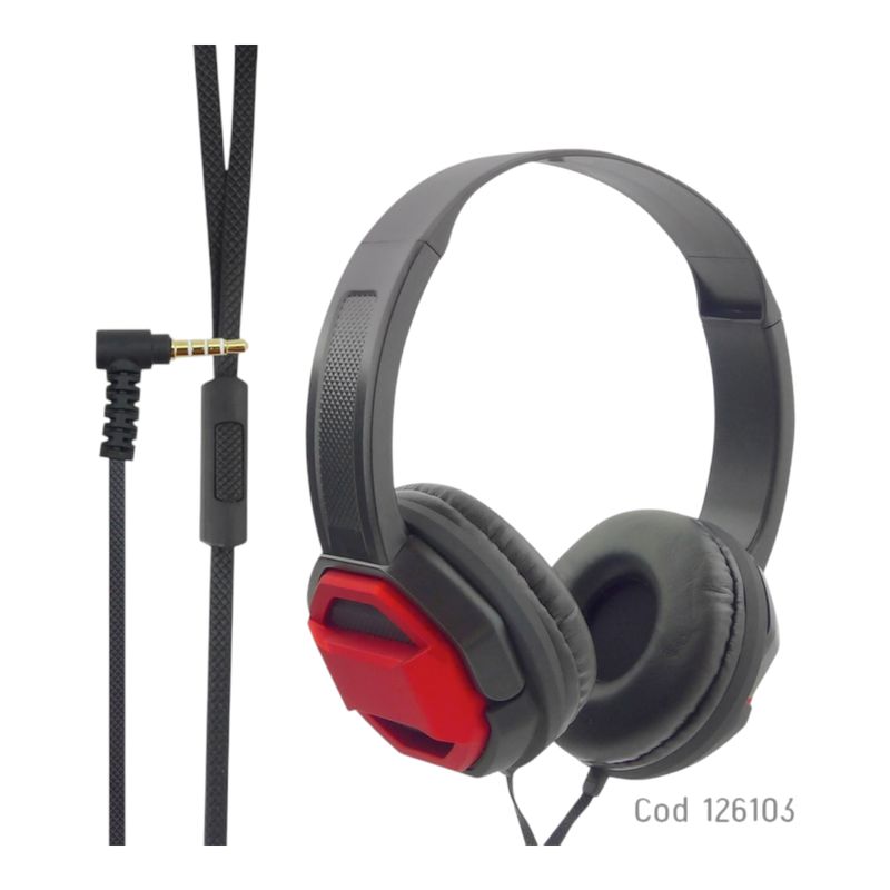 GENERICO - Audifonos Para Gamer Con Microfono Multimedia On Ear Plug 35Mm rojo