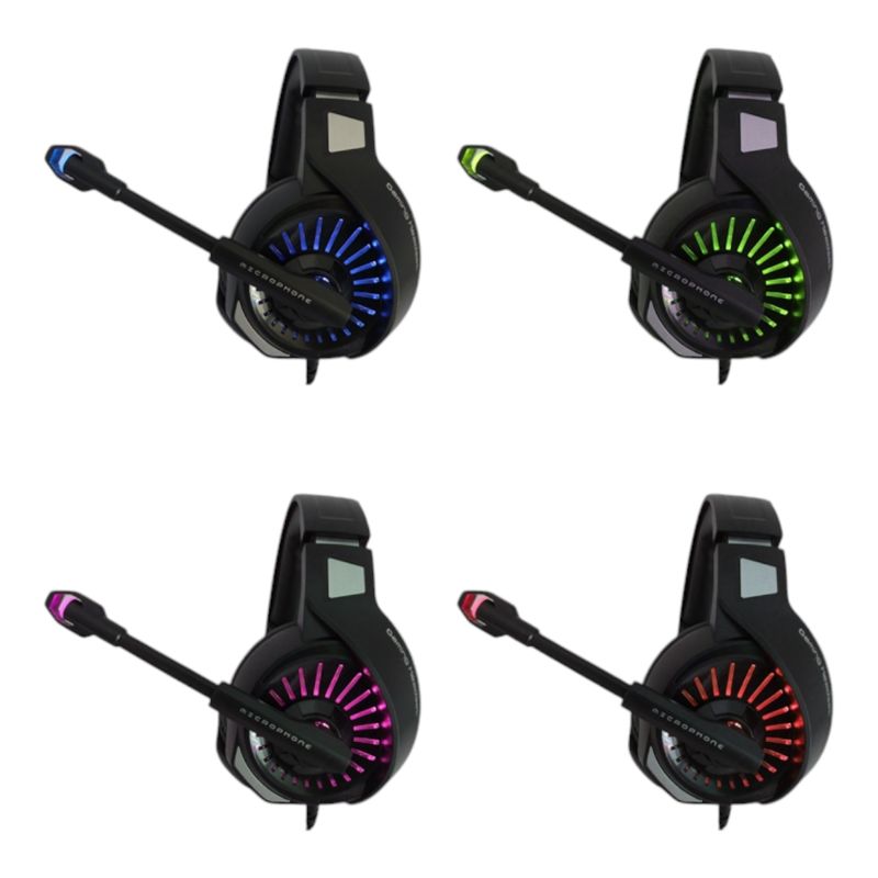 GENERICO - Audifono Para Gamer Con Microfono Con 2 Plug 3,5Mm Con Luz RGB morado