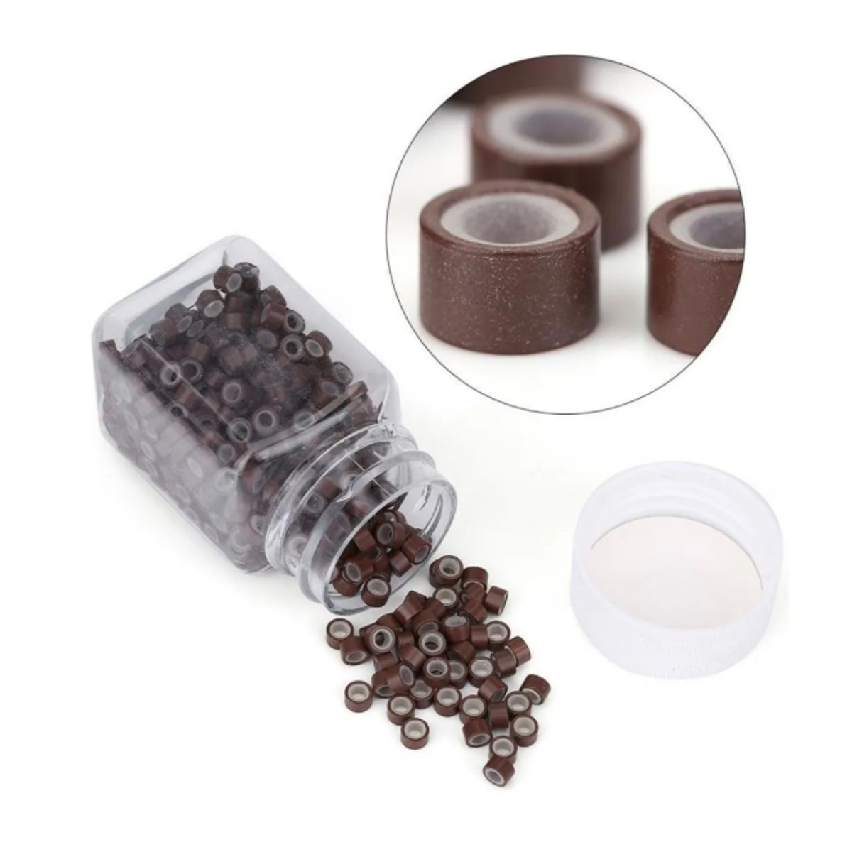 GENERICO - Set 500 Microring Para Extension De Cabello Marron  #5