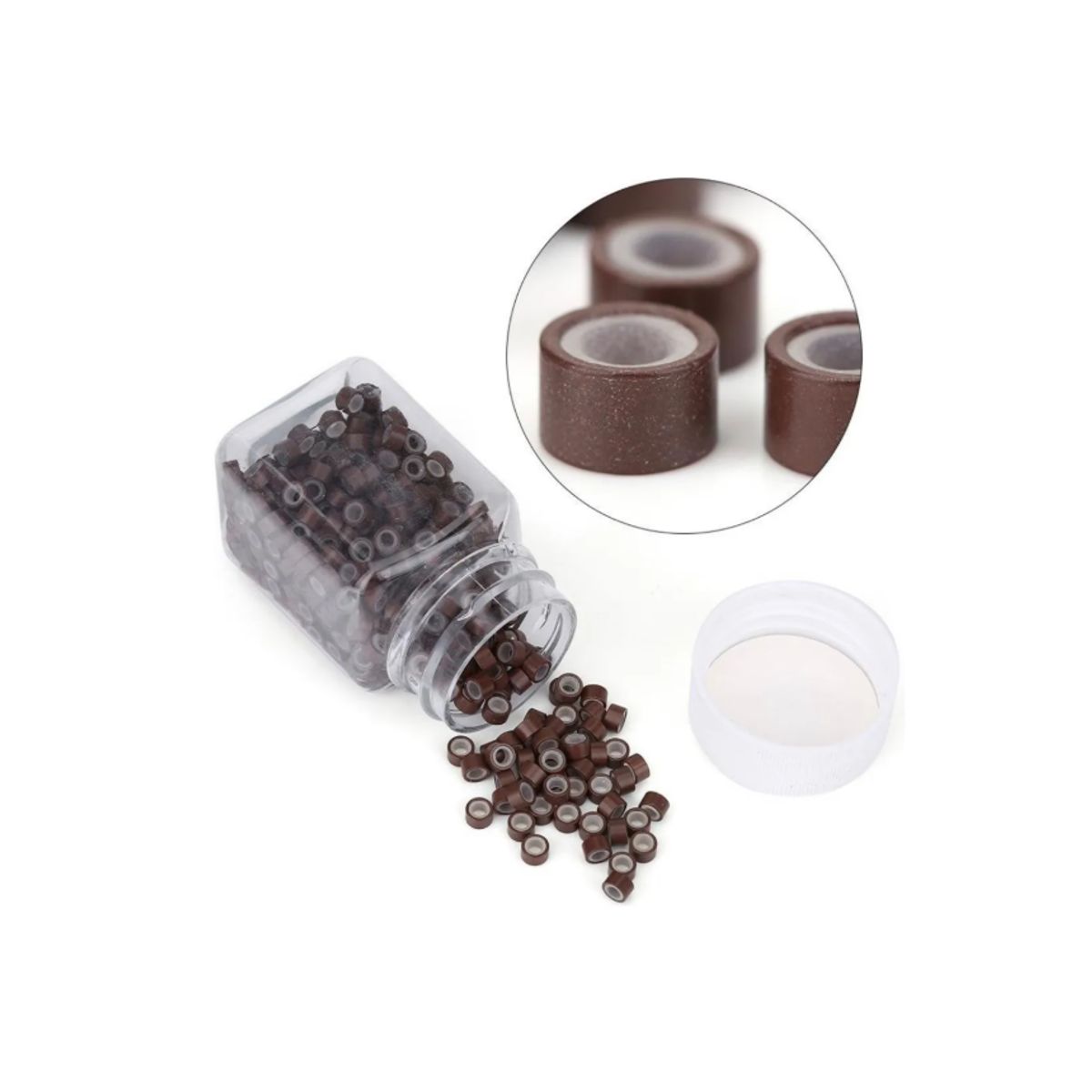 GENERICO - Set 500 Microring Para Extension De Cabello Marron  #5