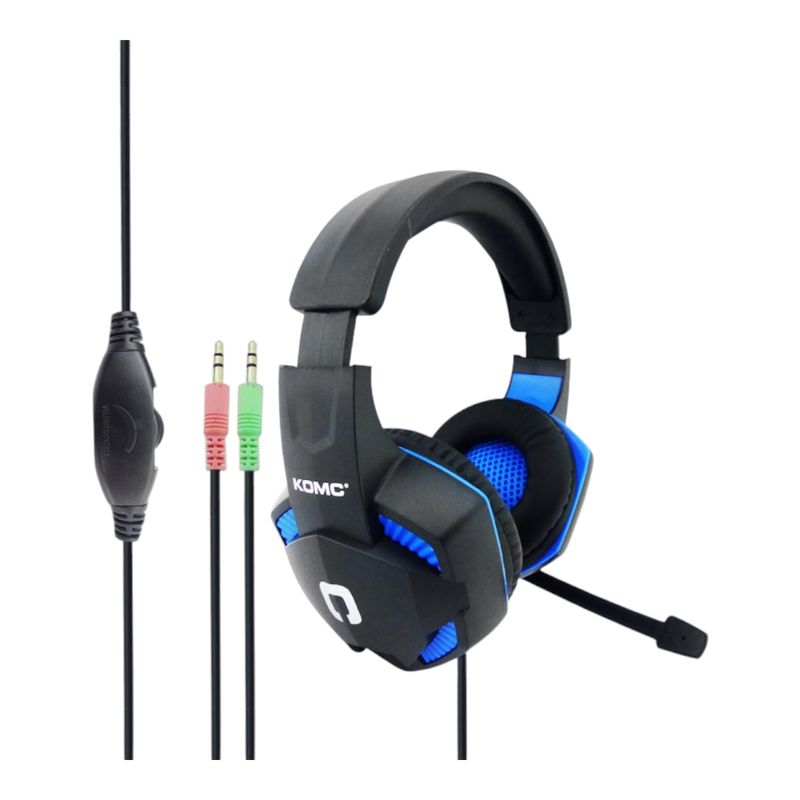 GENERICO - Audifono Para Gamer Con Microfono Estereo 2 Plug 3.5Mm azul