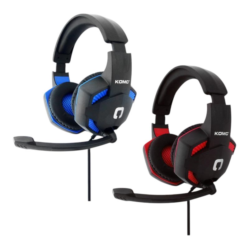 GENERICO - Audifono Para Gamer Con Microfono Estereo 2 Plug 3.5Mm rojo