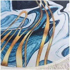 GENERICO - Alfombra Redonda Con Flecos De Lujo Pintura De Mármol 120cm