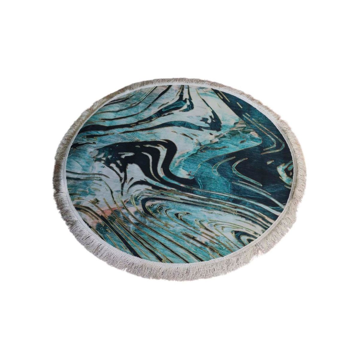 GENERICO - Alfombra Redonda Con Flecos De Lujo Pintura De Mármol 120cm.