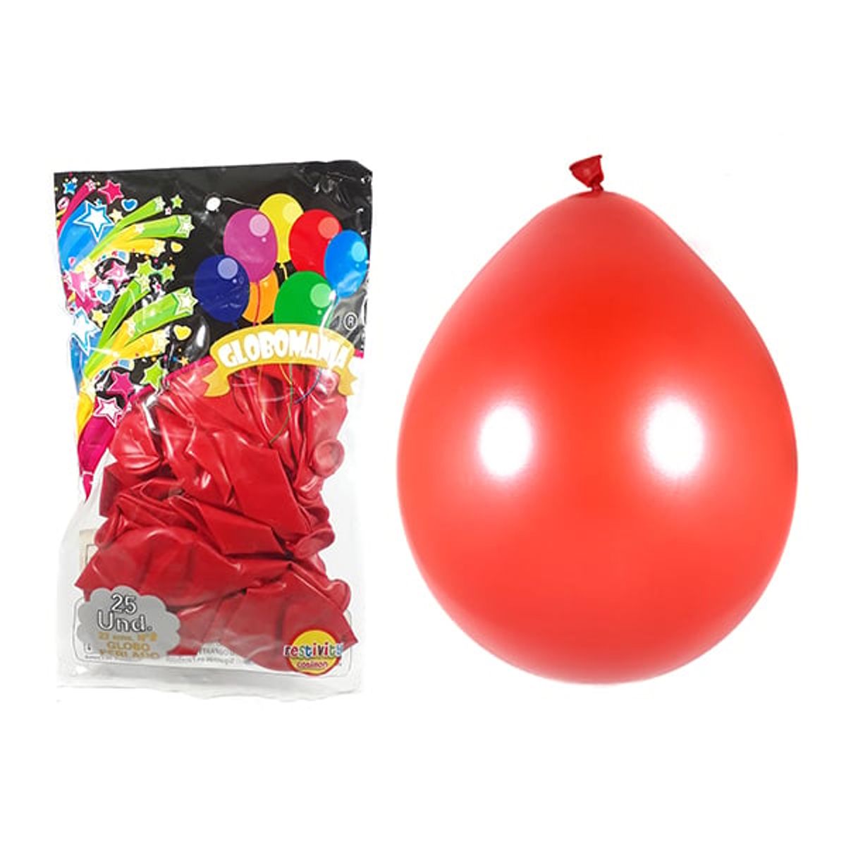 GENERICO - GLOBO 09 STANDARD PERLADO ROJO X 25 UNI