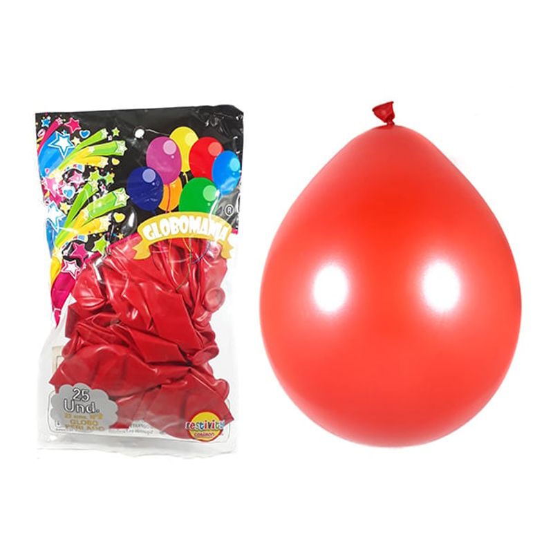 GENERICO - GLOBO 09 STANDARD PERLADO ROJO X 25 UNI