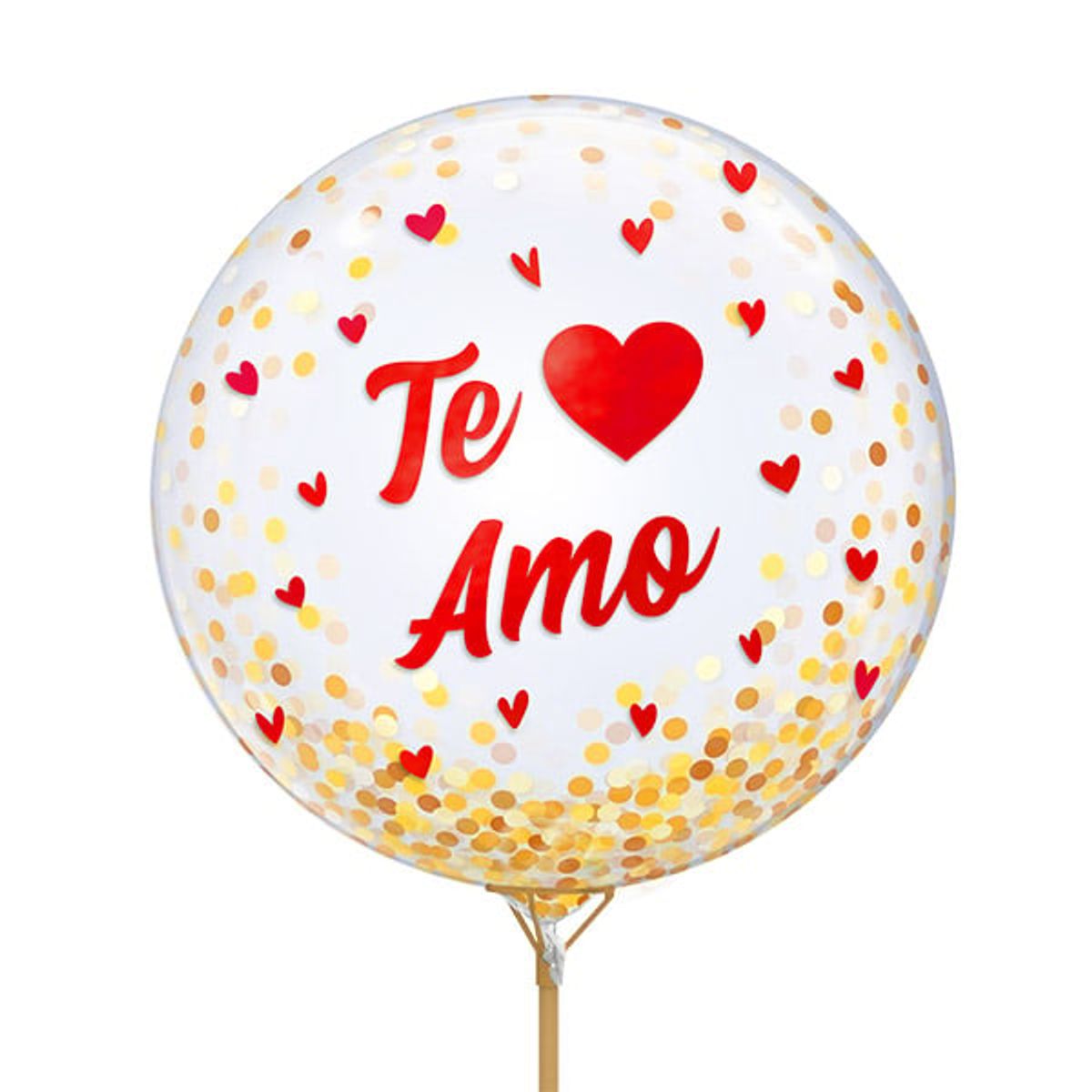 GENERICO - GLOBO BURBUJA CONFETTI TE AMO ROJO X1 UNI