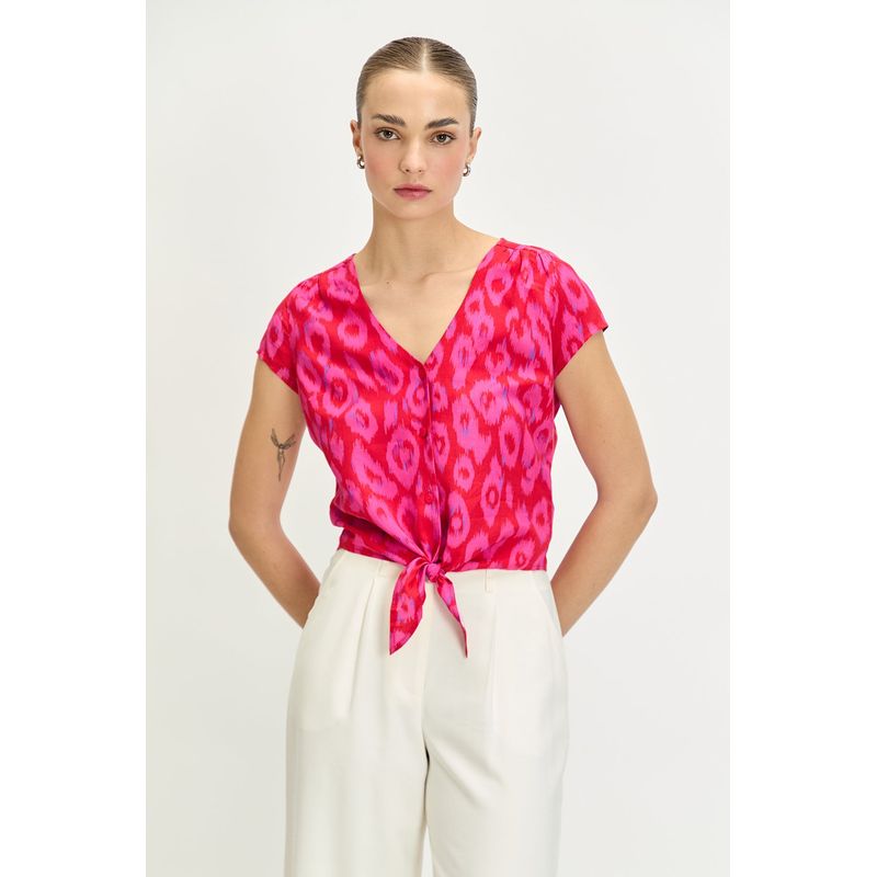 IO - Blusa Manga Corta Fucsia Mujer Io
