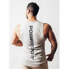 POWERSPORT - POLERA SIN MANGA TANK GYM REVERSO GRIS CLARO