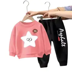 KIVARA - Buzo Niña Infantil Algodón 2 Piezas Poleron Pink Star