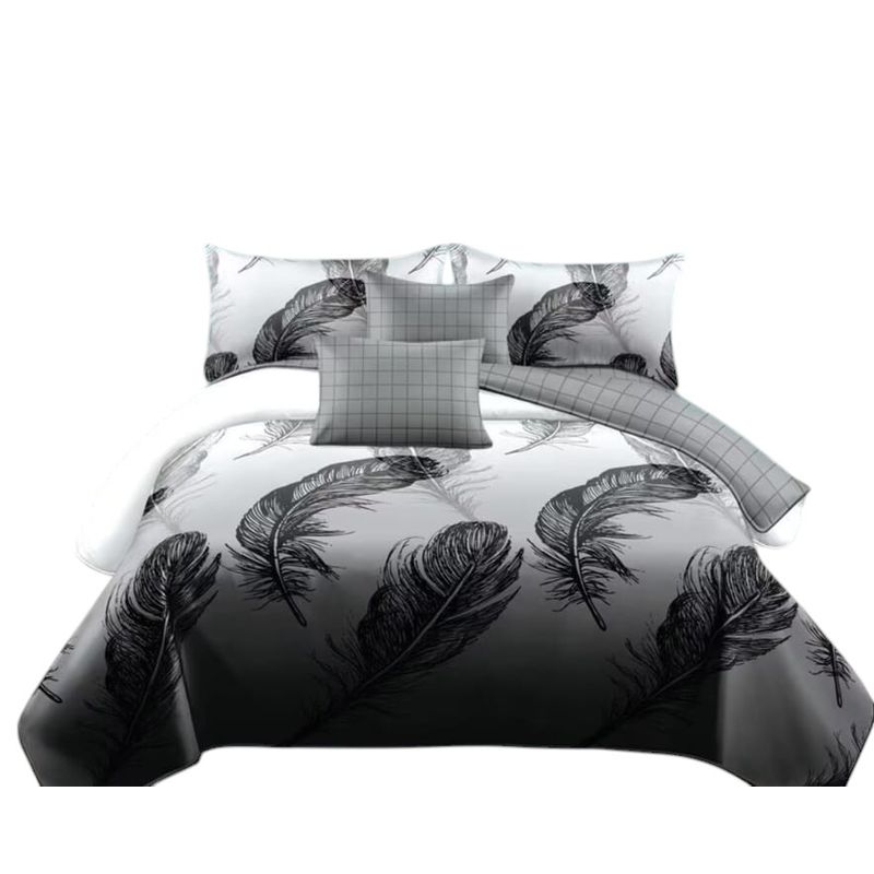 ANGELES DEL HOGAR - Cubrecama Quilt Verano King  Plumas Gris