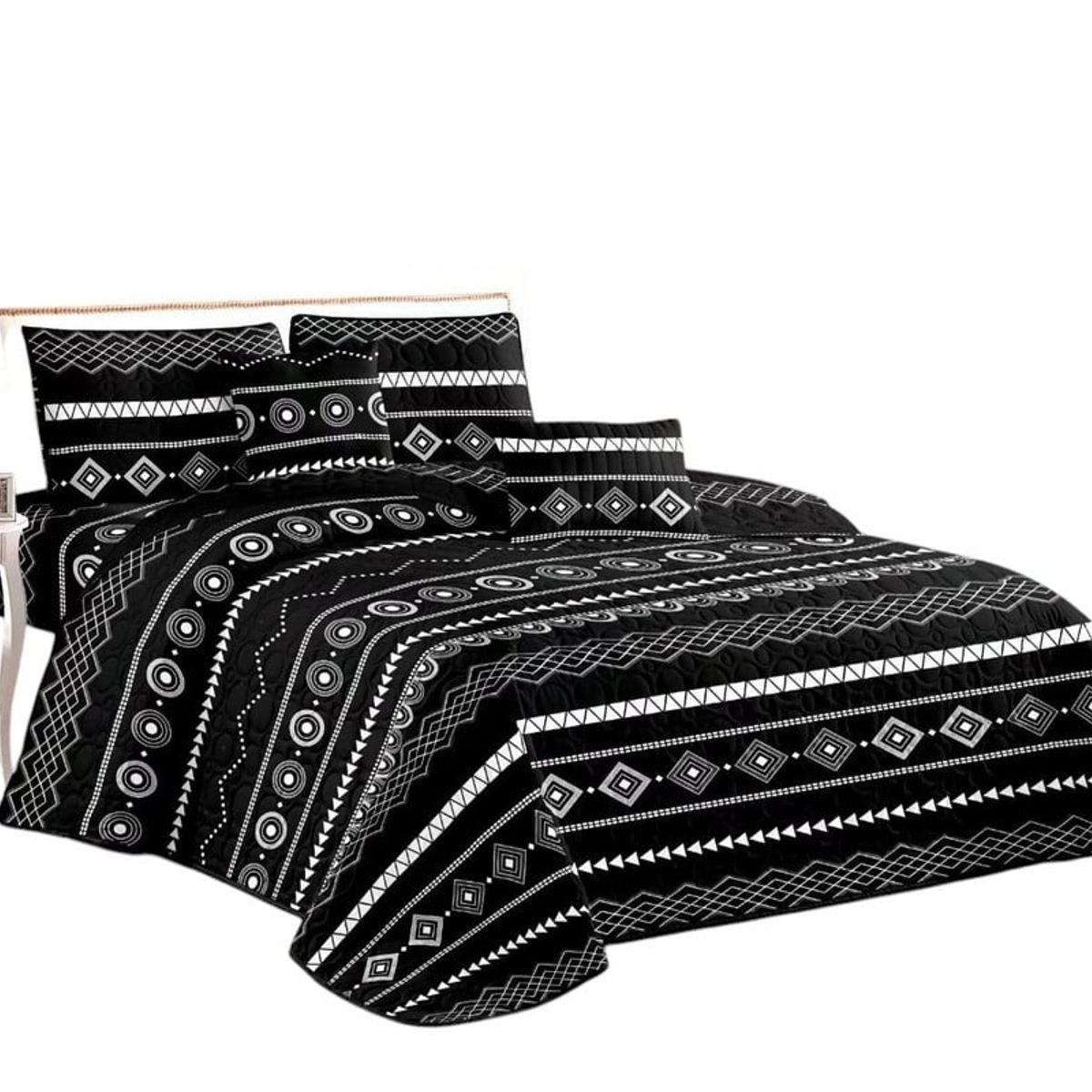 ANGELES DEL HOGAR - Cubrecama Quilt Verano King Diseño Linea Gris Mod 121