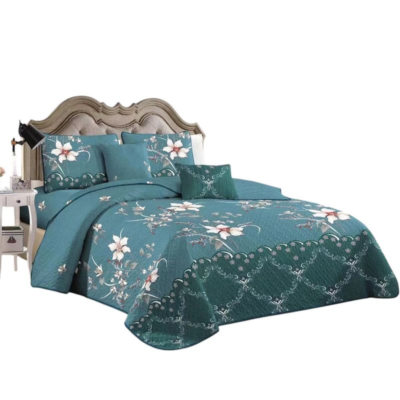 ANGELES DEL HOGAR - Cubrecama Quilt Verano King Turquesa Mod 135