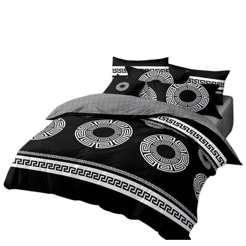 ANGELES DEL HOGAR - Cubrecama Quilt Verano King Negro Diseño Circular