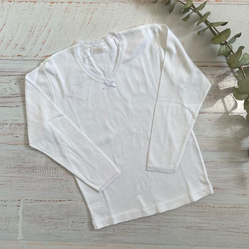 WAWABABY - Camiseta Larga Wawa Blanca Basica Niña