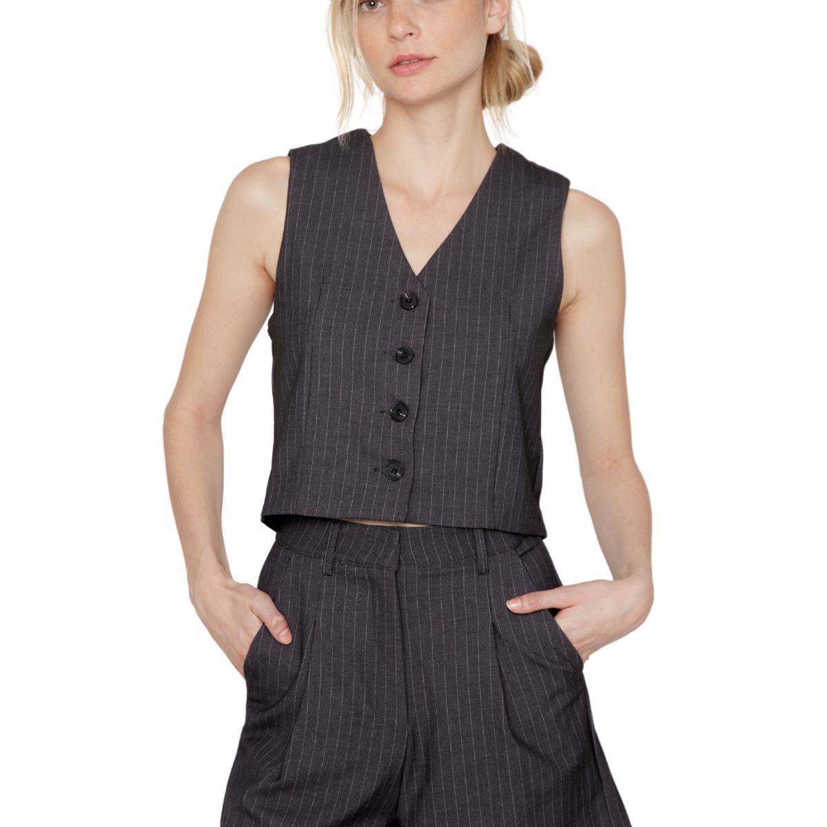 JACINTA TIENDA - Vest Owen rayas gris Jacinta Tienda