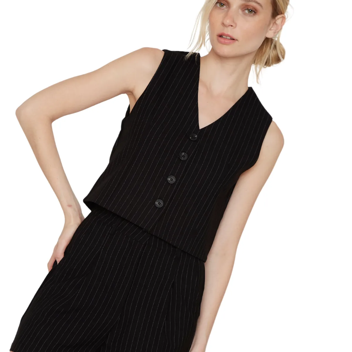 JACINTA TIENDA - Vest Owen rayas negro Jacinta Tienda