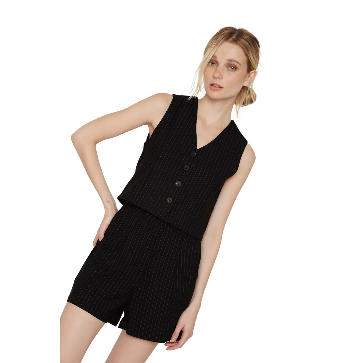JACINTA TIENDA - Vest Owen rayas negro Jacinta Tienda