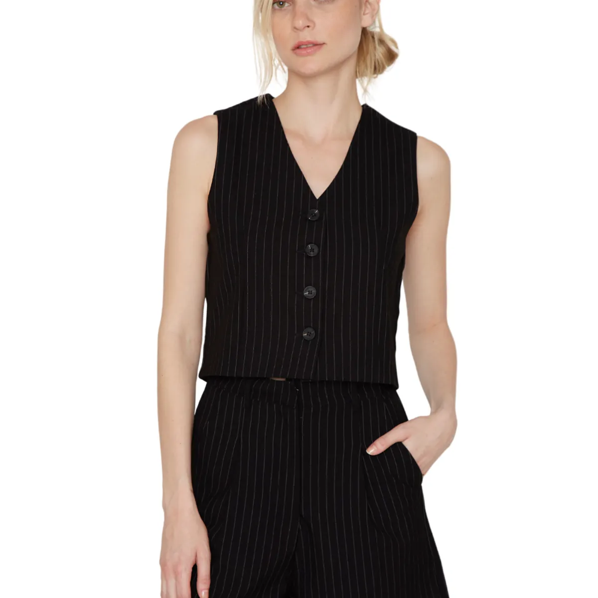 JACINTA TIENDA - Vest Owen rayas negro Jacinta Tienda