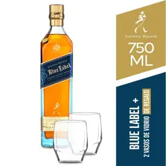 JOHNNIE WALKER - Whisky Blue Label 750cc + 2 Vasos de Regalo