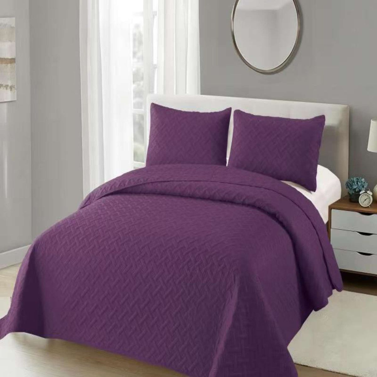GENERICO - CUBRECAMA COLCHAS QUILT DE VERANO PLAZA Y MEDIA MORADO