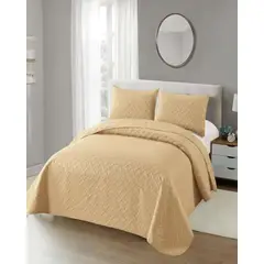 GENERICO - CUBRECAMA COLCHAS QUILT DE VERANO PLAZA Y MEDIA BEIGE.
