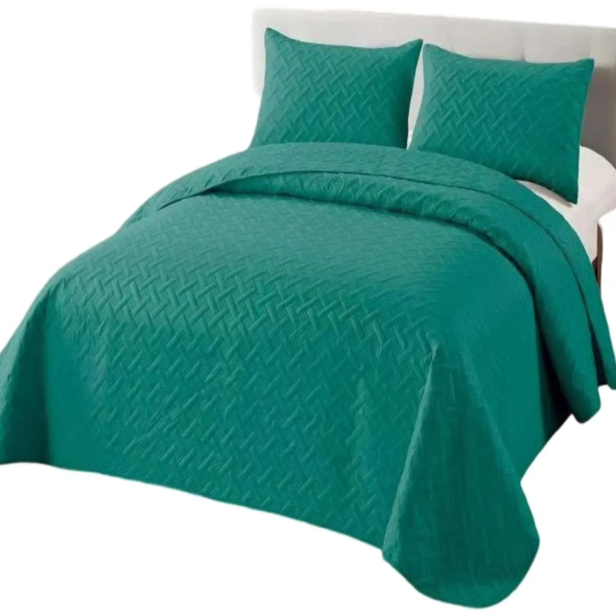 GENERICO - CUBRECAMA COLCHAS QUILT DE VERANO 2 PLAZAS TURQUESA.