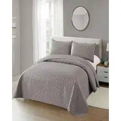 GENERICO - CUBRECAMA COLCHAS QUILT DE VERANO PLAZA Y MEDIA GRIS.