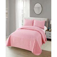CUBRECAMA COLCHAS QUILT DE VERANO 2 PLAZAS ROSADO