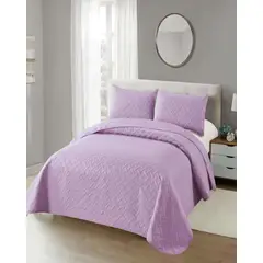 GENERICO - CUBRECAMA COLCHAS QUILT DE VERANO 2 PLAZAS LILA.