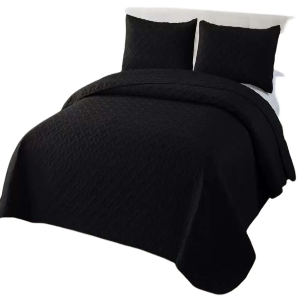 GENERICO - CUBRECAMA COLCHAS QUILT DE VERANO KING NEGRO.