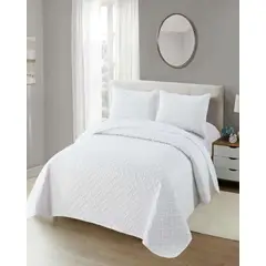 GENERICO - CUBRECAMA COLCHAS QUILT DE VERANO KING BLANCO.