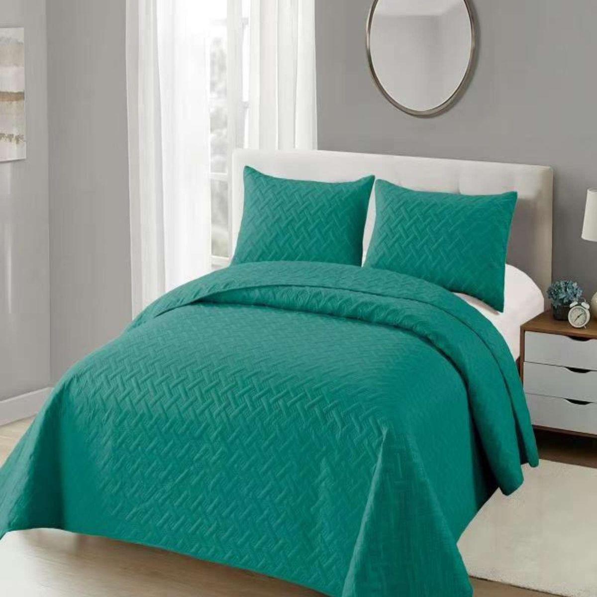 GENERICO - CUBRECAMA COLCHAS QUILT DE VERANO KING TURQUESA.