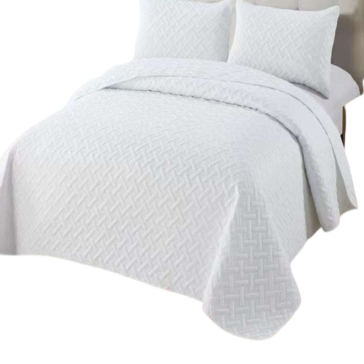 GENERICO - CUBRECAMA COLCHAS QUILT DE VERANO 2 PLAZAS BLANCO