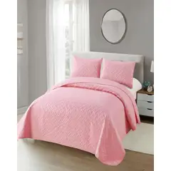 GENERICO - CUBRECAMA COLCHAS QUILT DE VERANO PLAZA Y MEDIA ROSADO