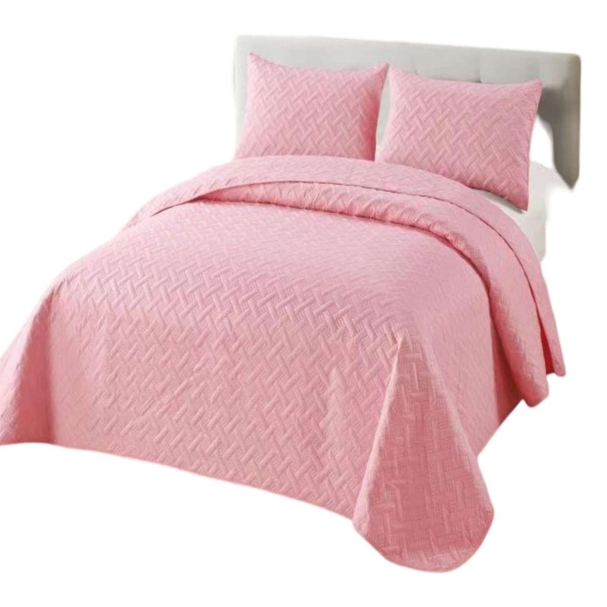 GENERICO - CUBRECAMA COLCHAS QUILT DE VERANO 2 PLAZAS ROSADO