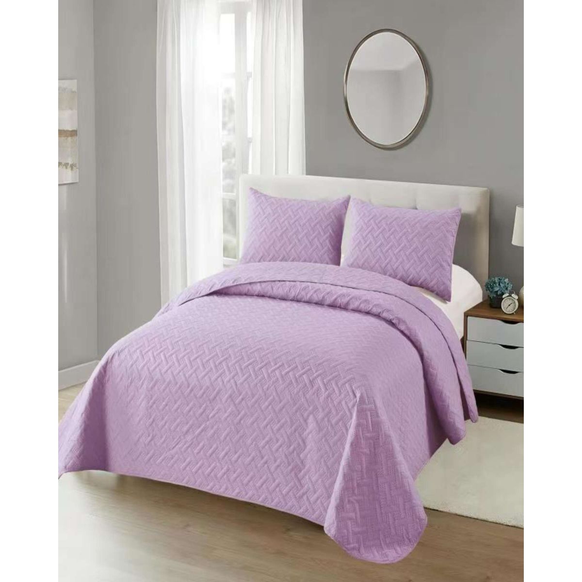 GENERICO - CUBRECAMA COLCHAS QUILT DE VERANO 2 PLAZAS LILA