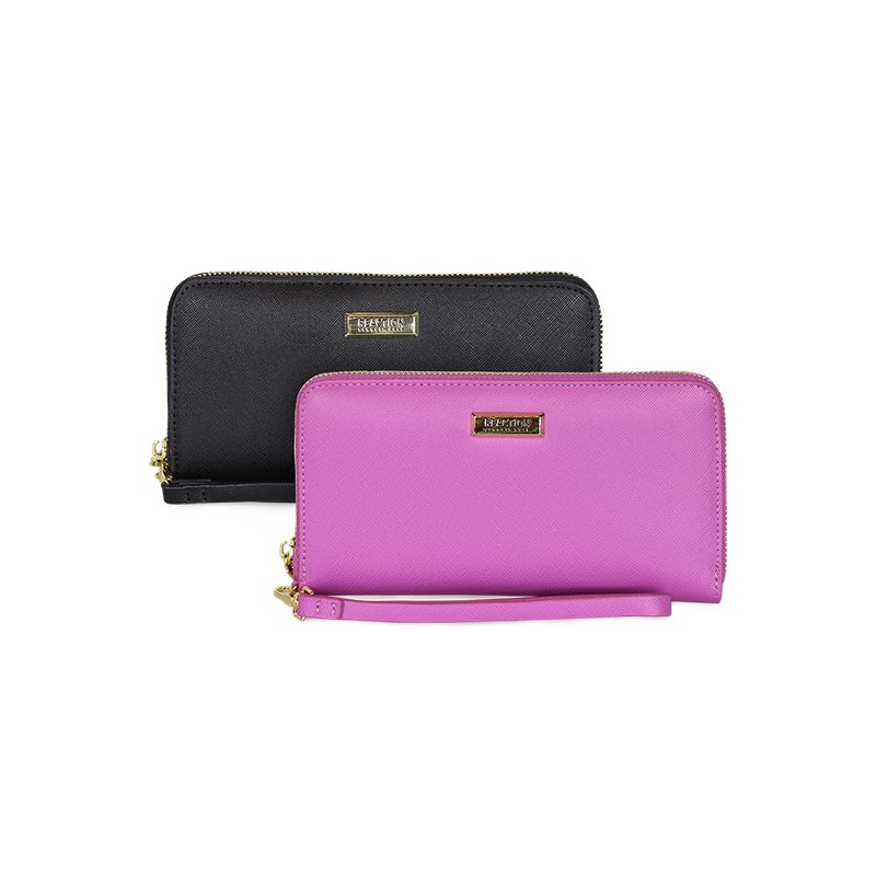 KENNETH COLE - 2 Billeteras de mujer Jaeda negra y rosada Kenneth Cole