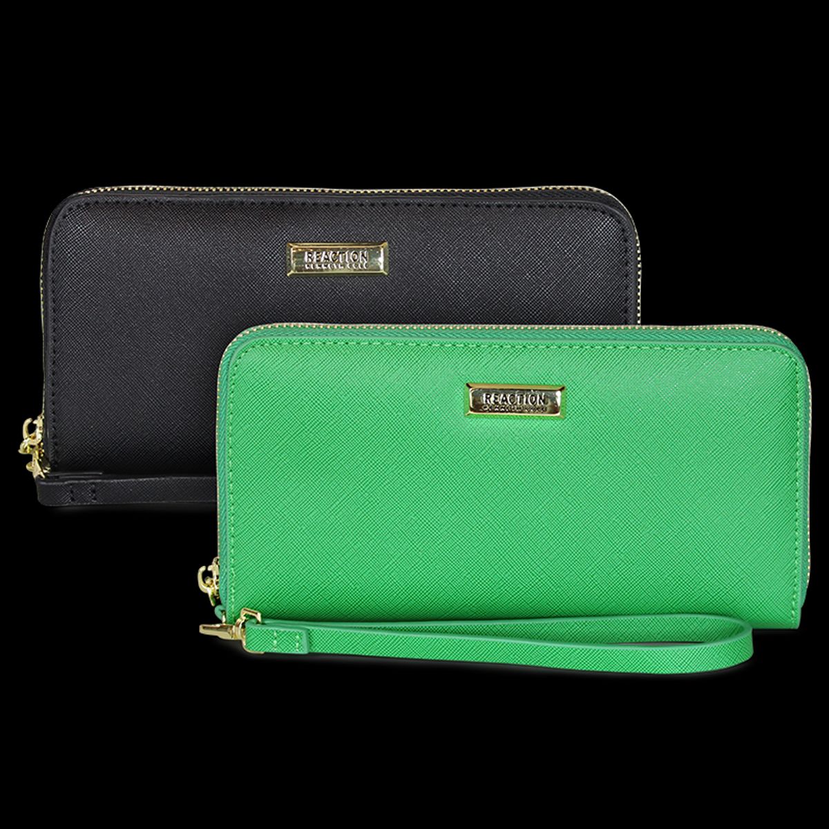 KENNETH COLE - 2 Billeteras de mujer Jaeda negra y verde Kenneth Cole