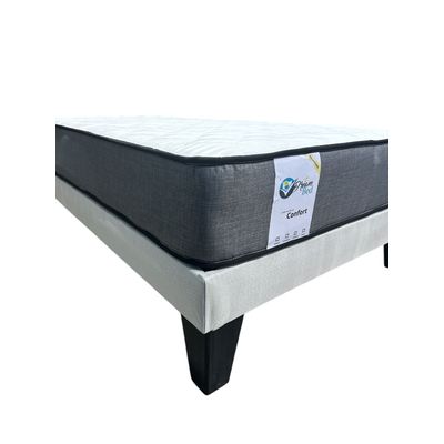 Imagen 2 del producto Cama Plaza y Media Gris Claro + Colchon