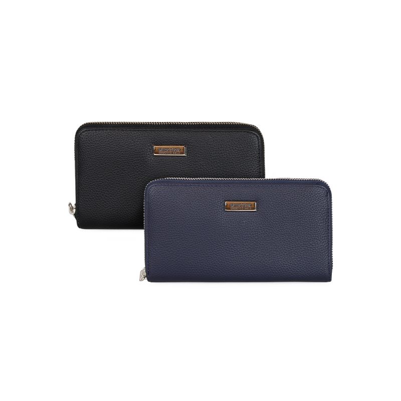 KENNETH COLE - 2 Billeteras de mujer Calixta negra y azul Kenneth Cole