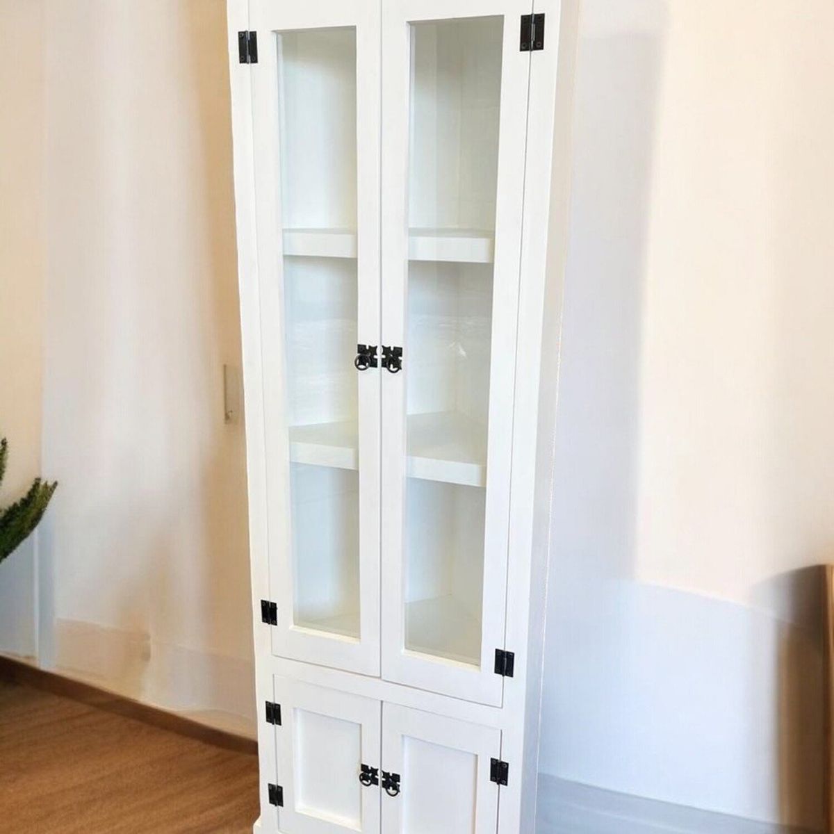 GENERICO - Esquinero vitrina rustico color blanco MGR MUEBLES