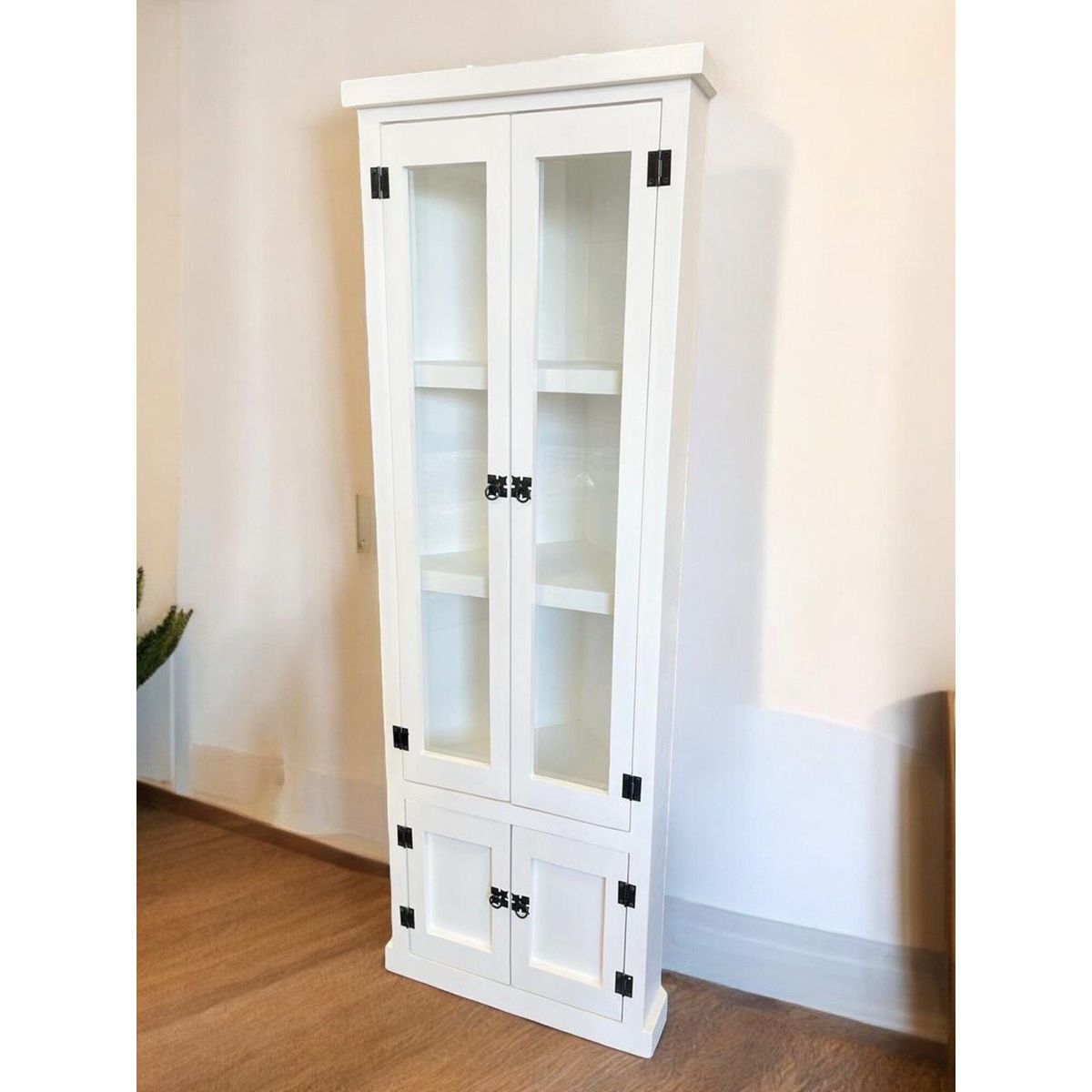 GENERICO - Esquinero vitrina rustico color blanco MGR MUEBLES