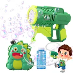GENERICO - Pack Pistola Mochila Lanza Burbujas - Dinosaurio - Verde
