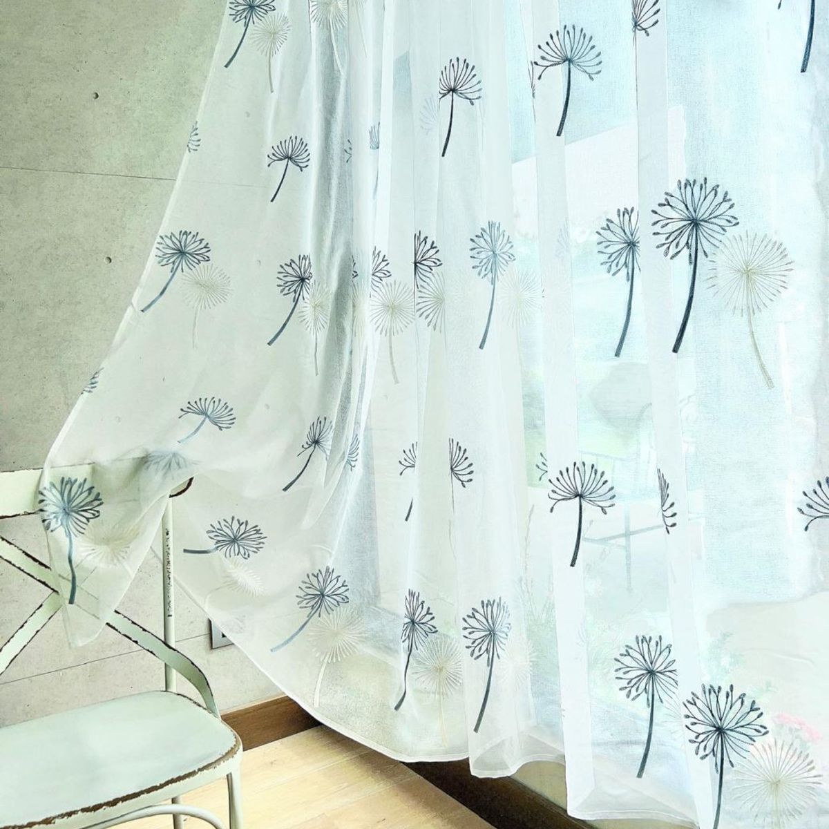 GENERICO - Set de 02 Visillos Bordados con Argollas 140x230 cm