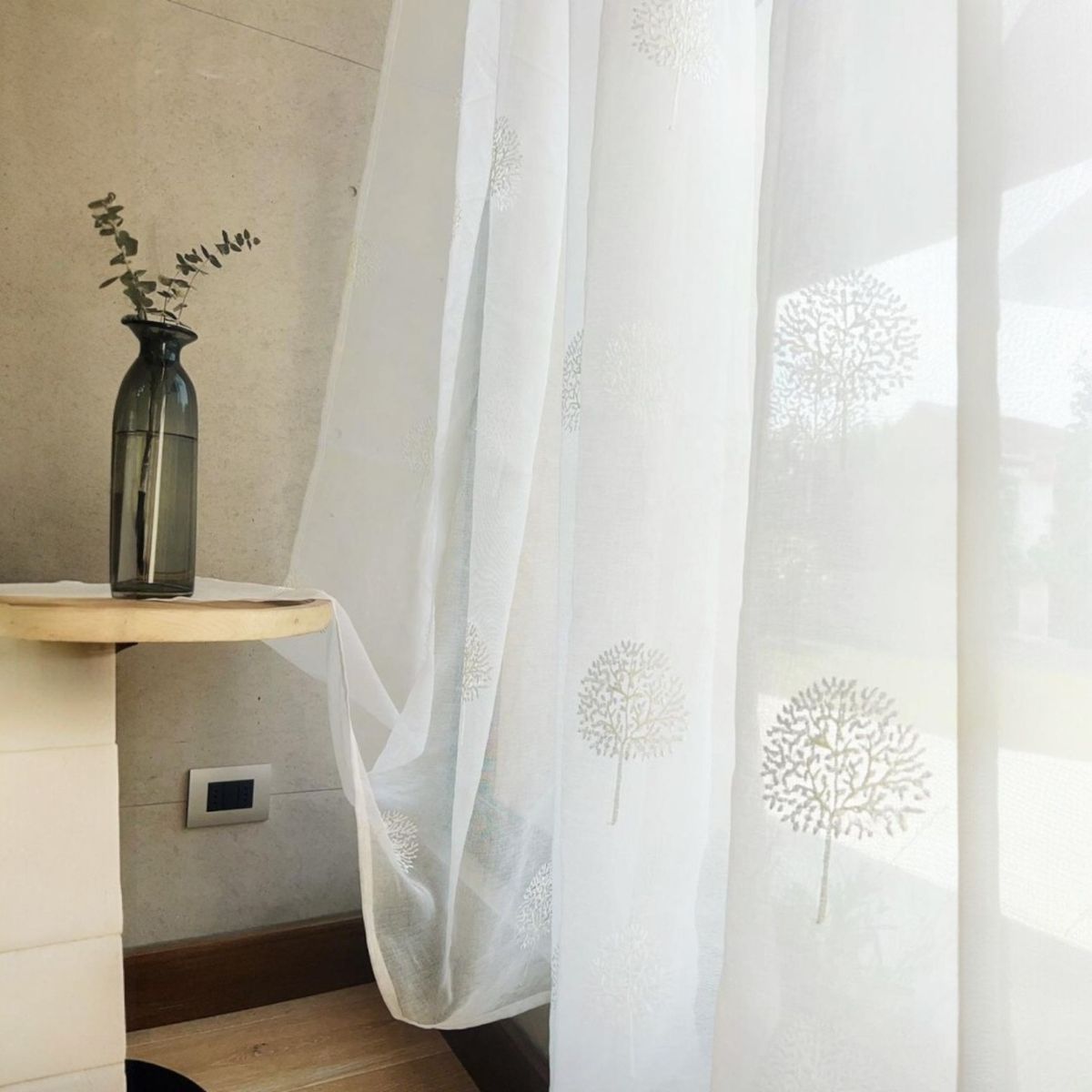 GENERICO - Set de 02 Visillos Bordados con Argollas 140x230 cm