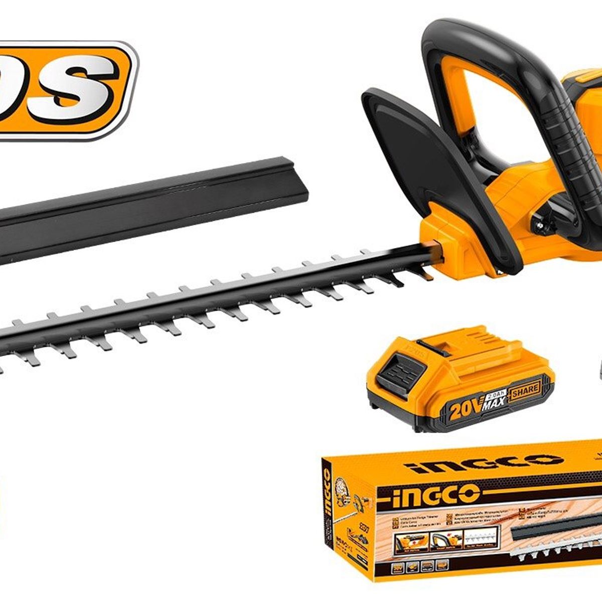 INGCO - Cortasetos Inalámbrico 20V Con Batería y Cargador